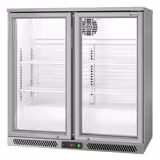 Barkoelkast - 900mm - 220 Liter - met 2 glazen klapdeuren - grijs