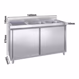 Шкаф  под мойку PREMIUM - 1600x700мм - с 2 Раковинами справа