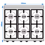 Gasspis - LORENZO 600 - 900x600x1 020 mm - 28,5 kW - 6 brännare