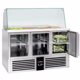 Saladette PREMIUM - 1368mm - 3 porte - con vetrina in vetro per 4x GN 1/1