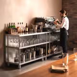 Tavolo da lavoro per bar - acciaio inox - 1800x600mm - con 4 ripiani