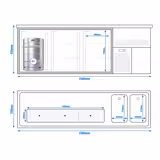 Comptoir à bière Premium PLUS - 2500x700mm - 3 portes	