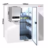 En acier inoxydable Chambre froide positive modulaire - 1800x1200mm - 3,15m³ - incl. Groupe frigorifique monobloc