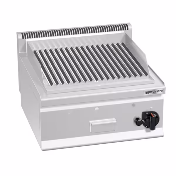 Gas lavasteengrill - 8kW - 600mm - 0,6x0,6m - Tafelmodel - RVS
