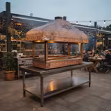 Grill węglowy miedziany - 1200mm - ze szkłem - 1 ruszty - ruszt: 1000x500mm