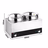 Bain-marie - hotpot - 7 litres - 300 watts - 2 cuves de 3,5 litres chacune