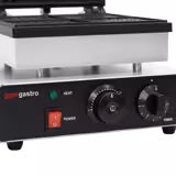 Wafelijzer - Enkel - Handmatige temperatuurregeling - 1,75kW - Vorm: Brusselse wafel 6x4 - bakplaten met antiaanbaklaag (Teflon)
