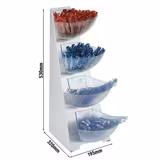 Açık Büfe Teşhir Standı MULTI RACK - 4 katlı - Paslanmaz Çelik - Şeffaf - 195x320x530mm - 11455#6 ile uyumlu