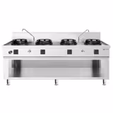 Cuisinière wok à gaz – 60 kW – 4 brûleurs – incl. 2 robinets d’eau