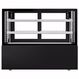 Vitrine de comptoir réfrigérée MADRID - 525L - 1500mm - Double vitrage - avec 2 étagères - portes coulissantes vitrées arrière - Noir mat