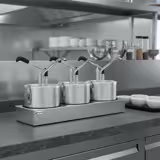 Sausdispenser - RVS - 3-delig - 3x4L - 600x203x350mm - einstellbarer Dosierung - met bak - incl. RVS frame