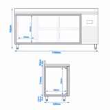Commercial Counter Fridge PREMIUM PLUS - 1960x600mm - with 1 door - 4 drawers (1/2 GN) - with upstand - capacity 385 litres