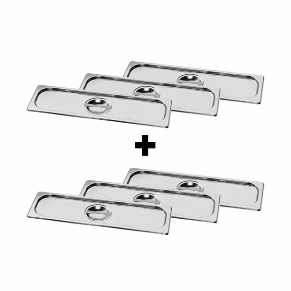 (6 pcs) Couvercle inox GN 2/4 - 530x162x7mm