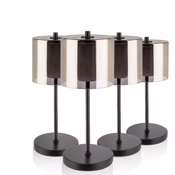 (4 stuks) Tafellamp - ANTON Mini - LED - oplaadbaar - draadloos - IP54 - dimbaar in 3 standen - Ø120mm - Zwart