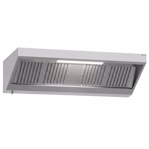 Commercial Wall-Mounted Extraction Canopy - 2000mm - with Baffle Filters & LED Lighting