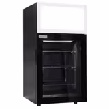Mini displayvrieskast - 460mm - met 1 glazen deur & reclamedisplay - zwart