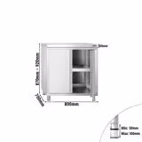 Tavolo armadiato in acciaio inox PREMIUM - 800x700mm - con 2 porte a battente