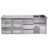 Biertheke Premium PLUS - 2500x700mm - 2 Glastüren & 3 Schubladen
