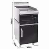 Plancha électrique - plaque chromée dure - 4,5 kW - Lisse - Surface de cuisson : 395x535mm - incl. soubassement avec 1 porte