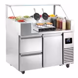 Tillberedningsbord - 1,21 x 0,7 m - med 1 dörr & 2 lådor 1/2 - inkl. våffeljärn - hjärtform