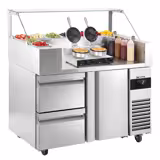 Saladette - 1210x700mm - 1 deur + 2 lades - voor 9x GN 1/6 - incl. wafelijzer