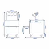 Cutlery and crockery trolley DANZIG - 700 mm - with tray slide - black