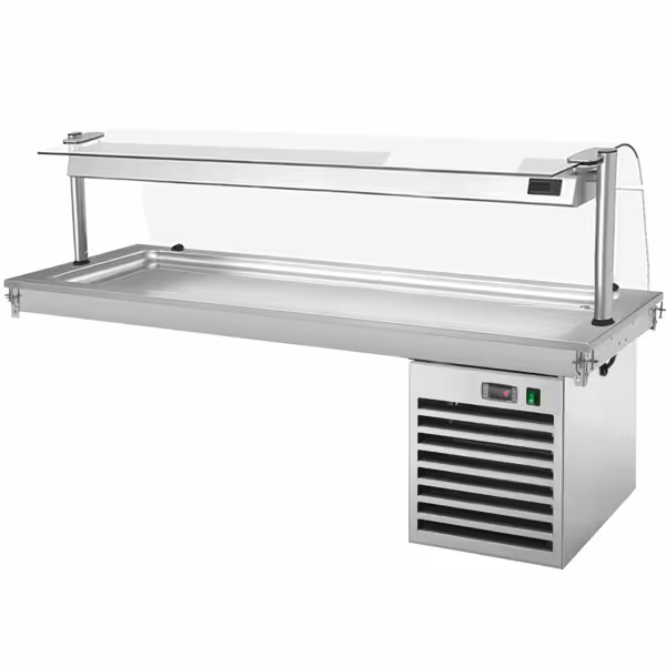 Ankastre soğuk yüzey - 2100mm - +2 ila +8°C - 6x GN 1/1 - 700W - cam siperlikli