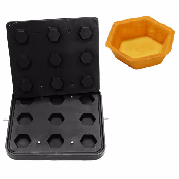 Placas para máquina de tartelettes TMPIC - Forma: 9x hexágono - 70x70mm
