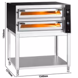 Forno elettrico per pizza - Platea in mattoni refrattari - 1340x1270mm - 9+9 pizze Ø35cm - fino a 400°C - Digitale - incl. Supporto