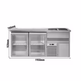Comptoir de bar réfrigéré Premium PLUS - 1950x700mm - 2 portes vitrées	