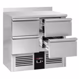 Tavolo refrigerato gastronomia PREMIUM - 900x700mm - Statica - 240 L - con 4 cassetti - Alzatina