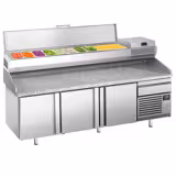Commercial Pizza Prep Counter - Granite Top PREMIUM PLUS - 2305x800mm - with 3 doors & 1 drawers - incl. refrigerated topping unit - 10x GN 1/3