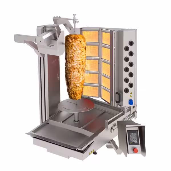Plynový Kebab robot - 10 hořáků - ve tvaru V - max. 150 kg