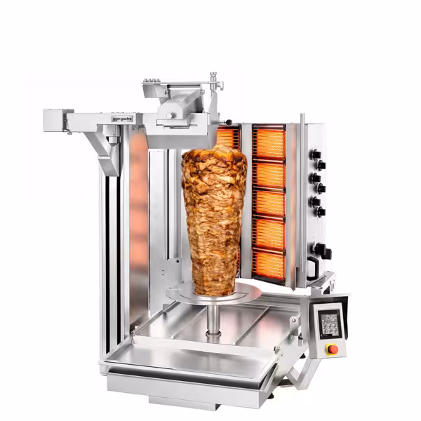 Gas Automatic Doner Kebab Grill - 10 Burner - up to 150kg - 26.6kW - with Auto‑Slicer - incl. 1 skewer & drip tray
