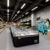 Mrazicí ostrůvek pro supermarkety - čelní část - 1850 mm - 523 L - se 2 posuvnými dveřmi - černý