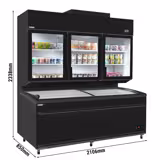 Commercial multideck display freezer - 2100mm - 1014L - with 6 shelves - incl. island freezer - Black