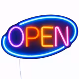 LED Leuchtschild - OPEN – dimmbar - Blau - Bunt