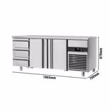 Koelwerkbank PREMIUM - 1865x700mm - met 2 deuren - met 3 lades
