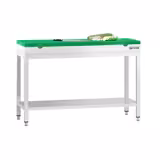 Nerezový pracovní stůl PREMIUM - 1200x700 mm - se spodní policí - vč. zelené krájecí desky