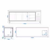 Kühltisch Premium PLUS - 2452x700mm - mit 1 Becken, 3 Türen, 3 Schubladen - Aufkantung