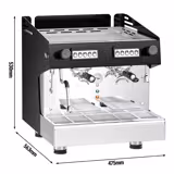 Commercial Espresso Machine Compact - 2 Group - with Digital Display - Pre-infusion System & 1 Steam Wand