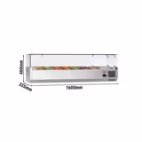 Opzetkoelvitrine ECO - met glazen afdekplaat - 1600x335mm - 7x GN 1/4