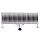 Stainless Steel Channel Drain - AISI 304 - 750x300mm - low-profile - side outlet - Ø70mm - removable strainer