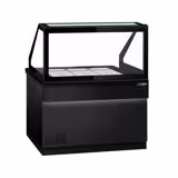 Saladette réfrigérée TORONTO - 1250 mm - Façade noire - 2 portes - Pour 3x GN 1/1 - Plateau de travail en granit noir