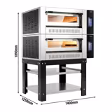 Gas pizzaoven - chamottebodem - 9+9x Ø30cm - 230V - Touchscreen - tot 450°C - incl. onderstel, plank