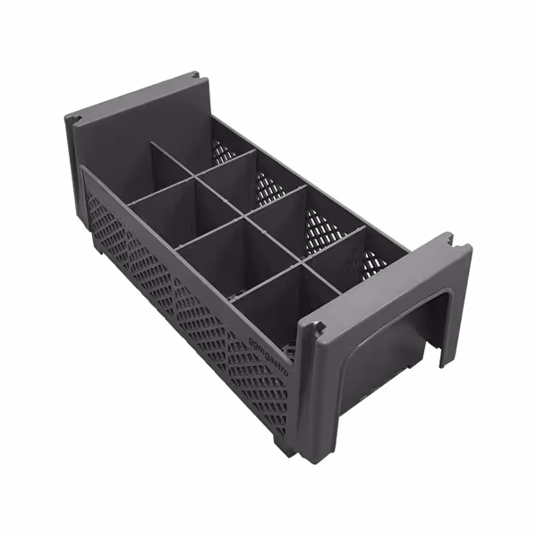 Cestello per posate - 450x200x200mm - 8 scomparti - senza maniglie - Grigio