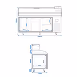 Commercial Pizza Prep Counter - Granite Top PREMIUM PLUS - 1980x700mm - with 2 doors & 2 drawers - incl. refrigerated topping unit - 9x GN 1/4