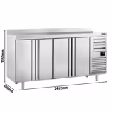 Arrière-bar réfrigéré professionnel Premium PLUS - 2450 x 600 mm - avec 4 portes, 2 tiroirs et dosseret