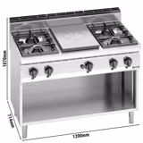 Gas platenfornuis - 28 kW - 4 branders