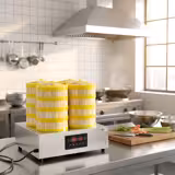 Steam Cooker / Dumpling Steamer - 2.5kW - Digital - incl. 16 Bamboo Baskets & 4 Lids